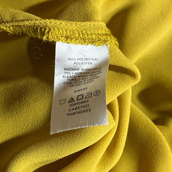 Loft Henley Utility Blouse Womens Medium Yellow Long Sleeves Casual Career - Picture 7 of 9